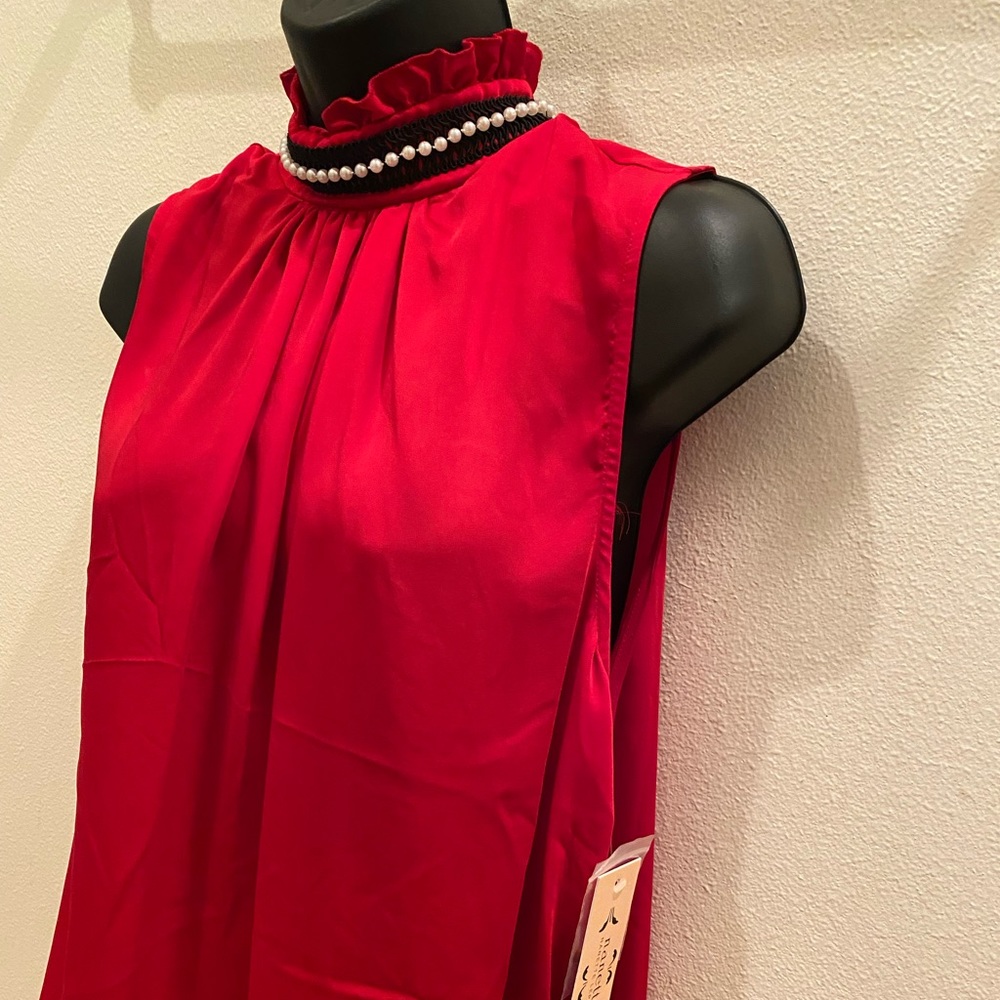 NWT Red Sleeveless Nanette Lepore Blouse, Size XL